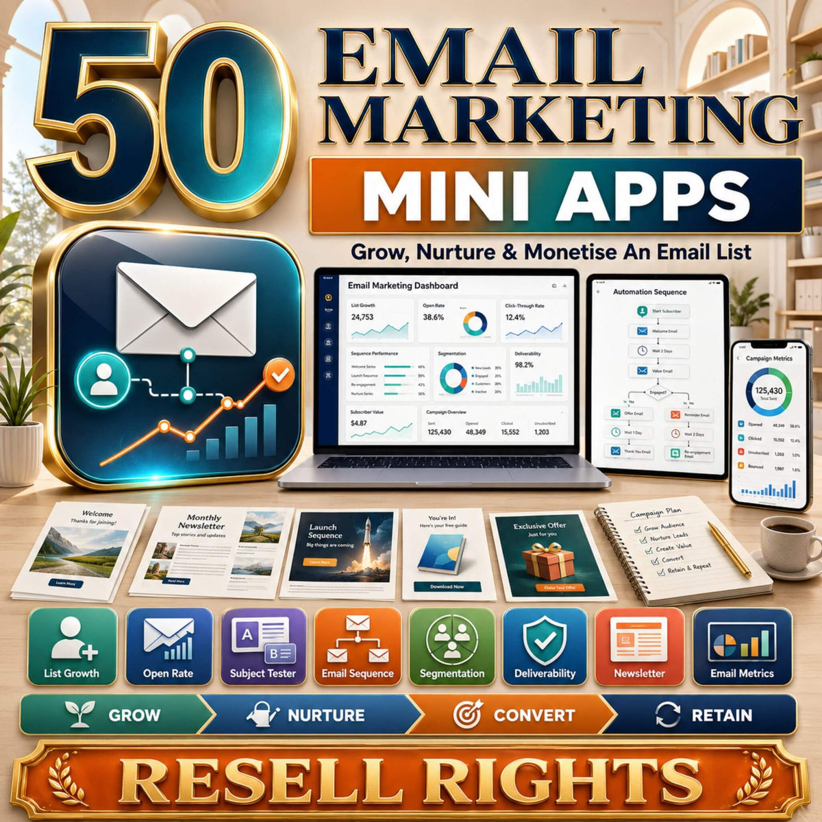 50 Mini Apps: Email Marketing + Commercial Resell Rights
