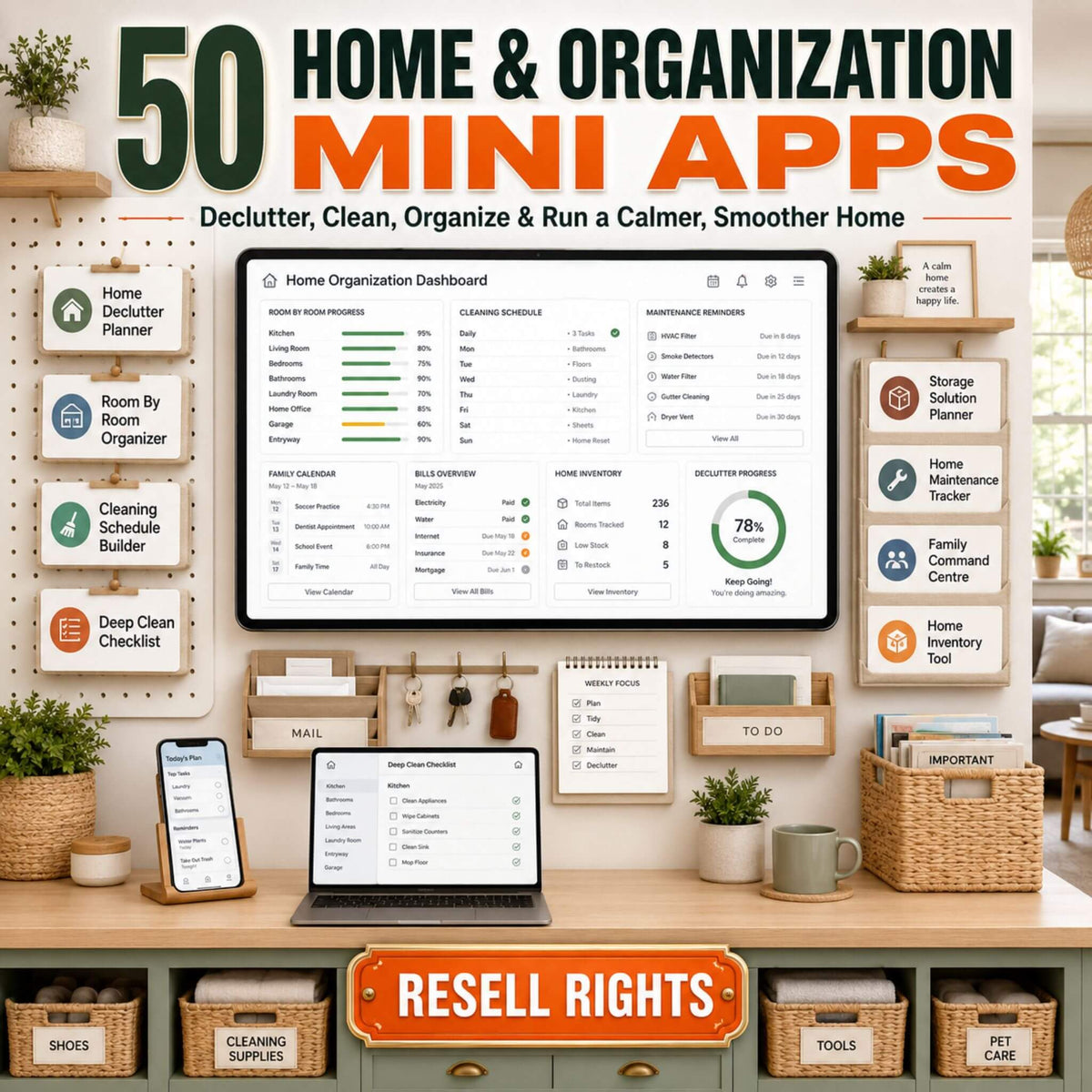 50 Mini Apps: Home & Organization + Commercial Resell Rights
