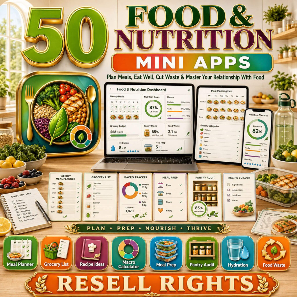50 Mini Apps: Food & Nutrition + Commercial Resell Rights