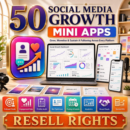 50 Mini Apps: Social Media Growth + Commercial Resell Rights