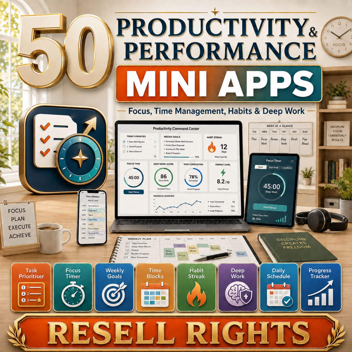 50 Mini Apps: Productivity + Commercial Resell Rights