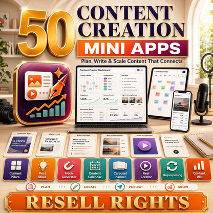 50 Mini Apps: Content Creation + Commercial Resell Rights