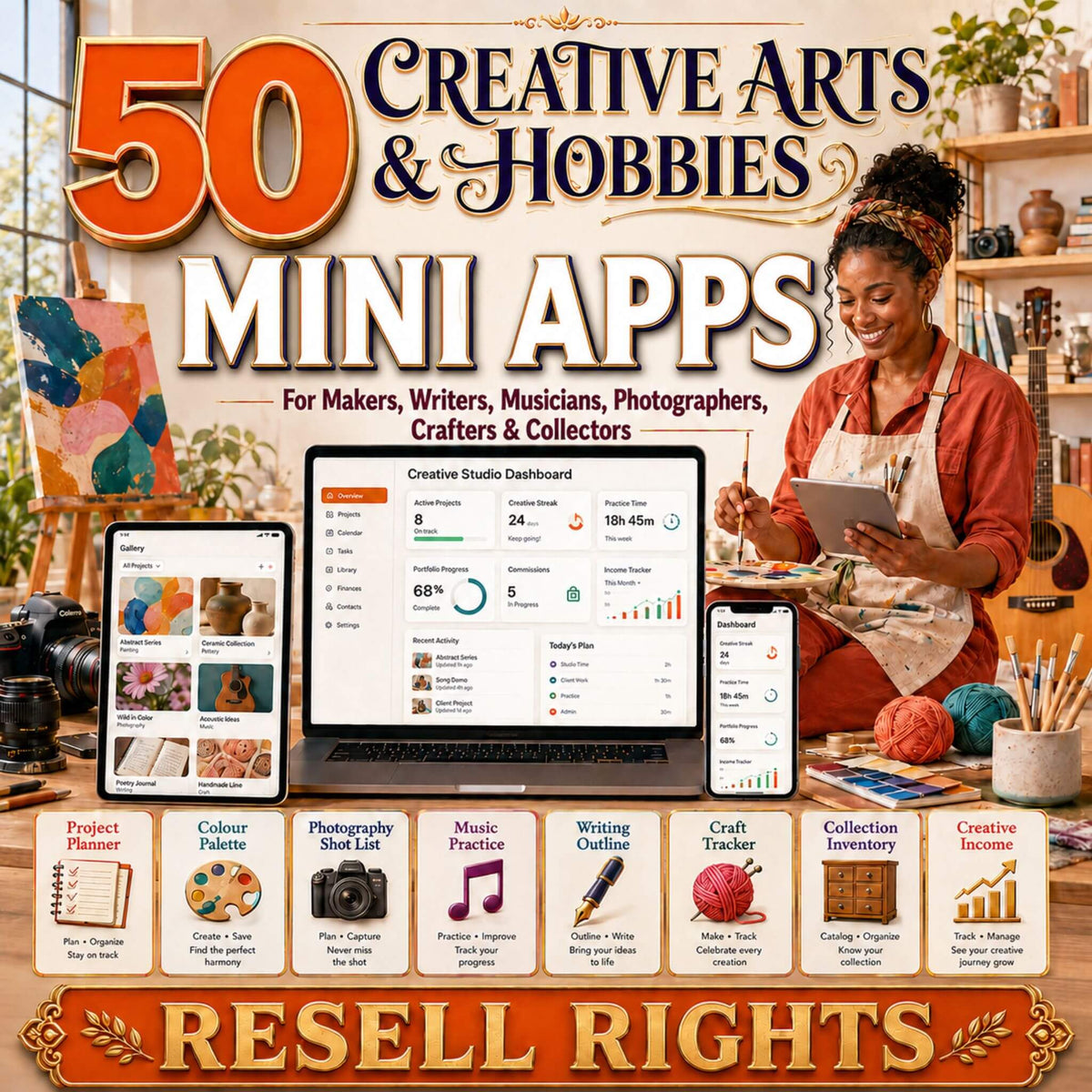 50 Mini Apps: Creative Arts & Hobbies + Commercial Resell Rights