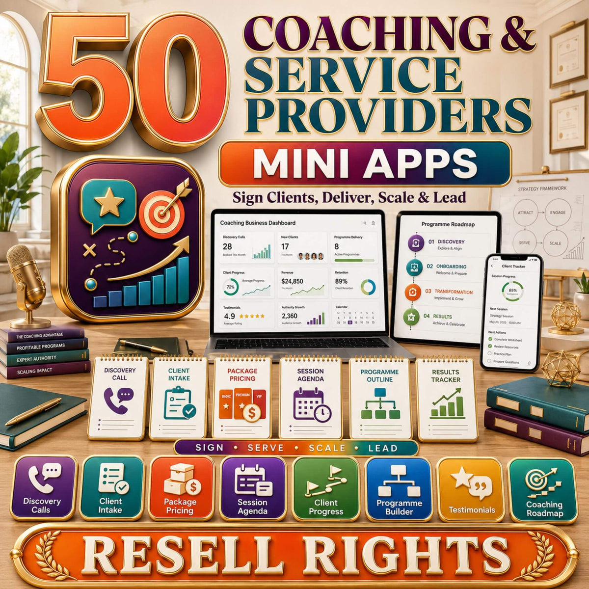 50 Mini Apps: Coaching & Service Business + Commercial Resell Rights