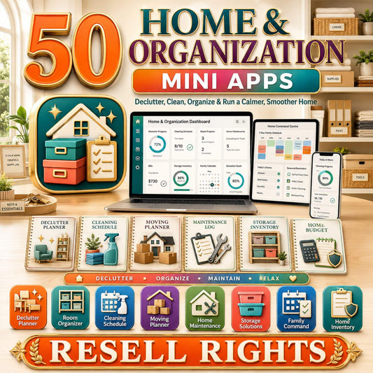 50 Mini Apps: Home & Organization + Commercial Resell Rights