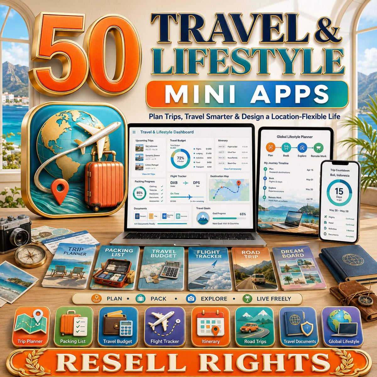 50 Mini Apps: Travel & Lifestyle + Commercial Resell Rights