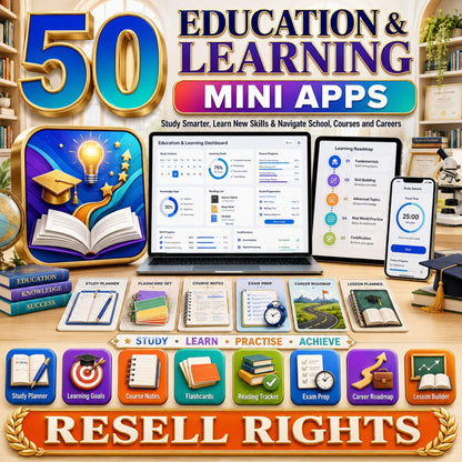 50 Mini Apps: Education & Learning + Commercial Resell Rights