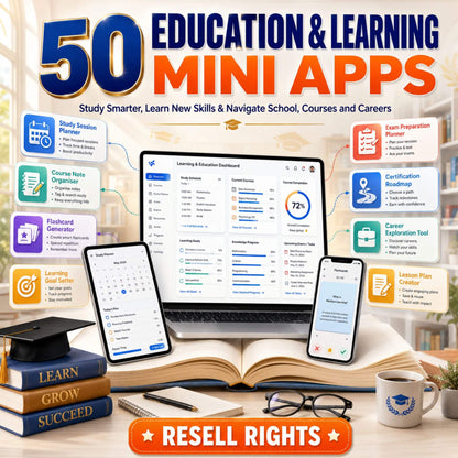 50 Mini Apps: Education & Learning + Commercial Resell Rights