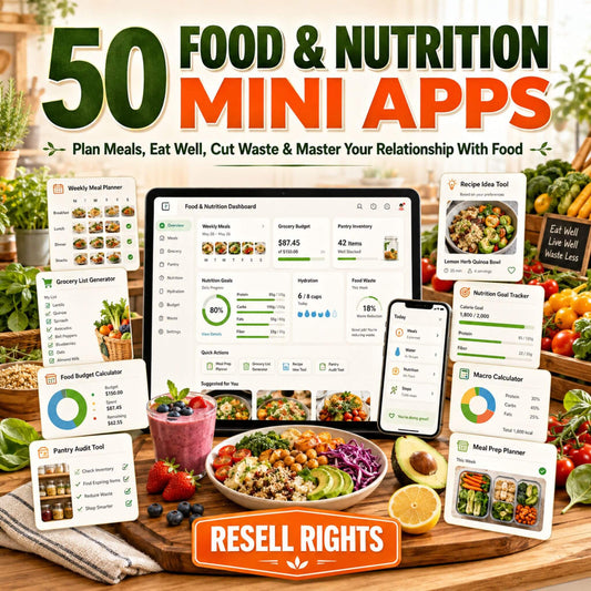 50 Mini Apps: Food & Nutrition + Commercial Resell Rights