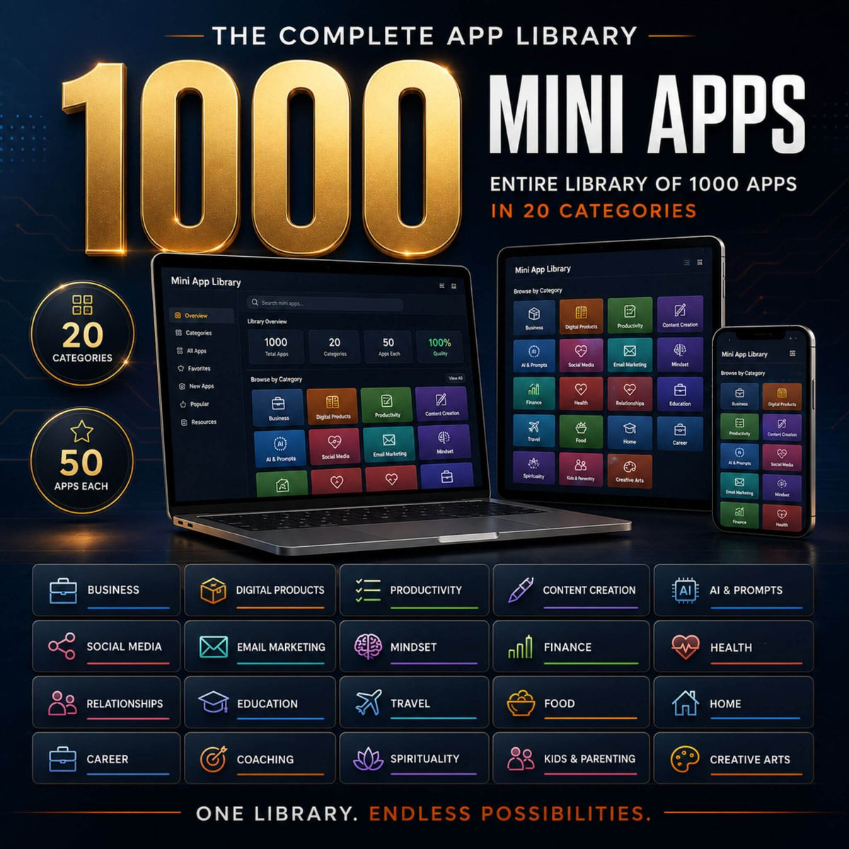 1,000 Mini Apps: All Categories + Commercial Resell Rights