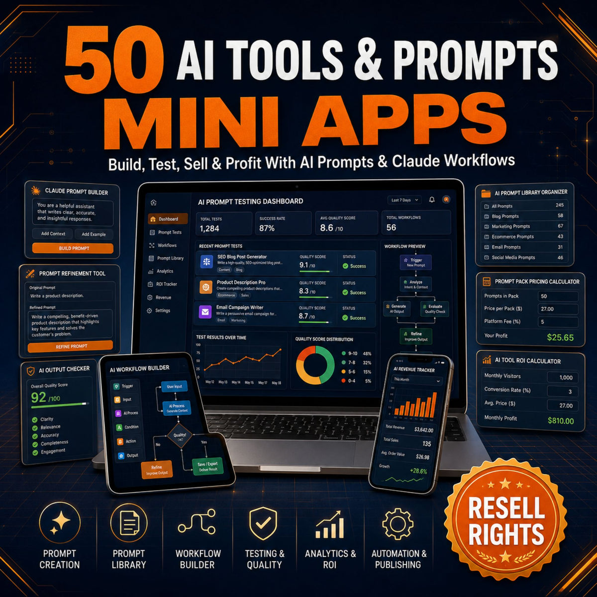 50 Mini Apps: AI Tools & Prompts + Commercial Resell Rights