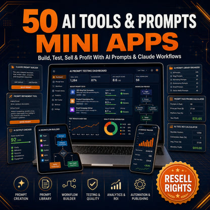 50 Mini Apps: AI Tools & Prompts + Commercial Resell Rights