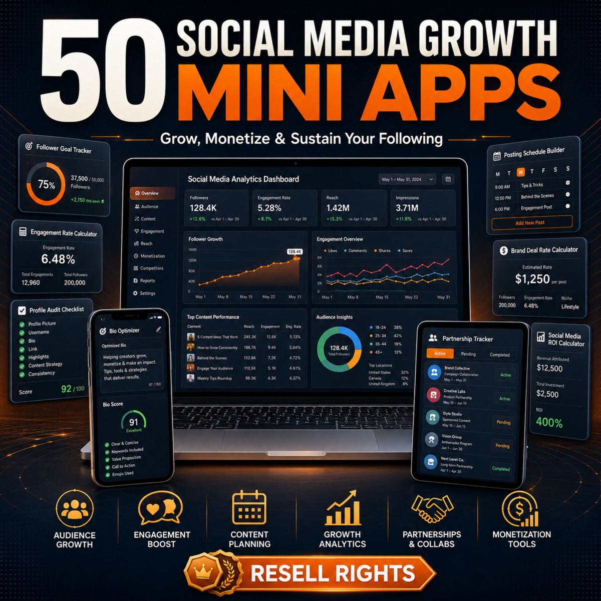 50 Mini Apps: Social Media Growth + Commercial Resell Rights