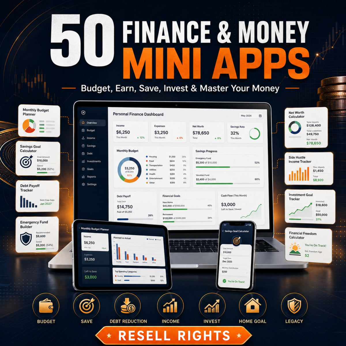 50 Mini Apps: Finance & Money + Commercial Resell Rights