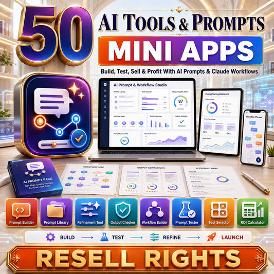 50 Mini Apps: AI Tools & Prompts + Commercial Resell Rights