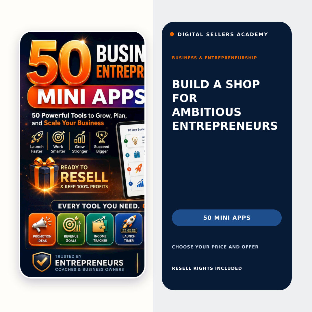 Build a Shop for Ambitious Entrepreneurs | Digital Sellers Academy